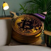 Bitcoin Cryptocurrency Btc Pillow Case Home Dorm Chair Back Short Plush Double-Sided Printing Office Nap Time Cushion Cover Peach skin 18*18(CM)-1Pcs