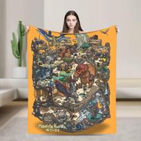 Monster Hunter Wilds Rey Dau Blankets Video Game Flannel Vintage Warm Throw Blanket for Bedroom Autumn/Winter Car Size: 75*100cm, Weight: 230 GSM orange