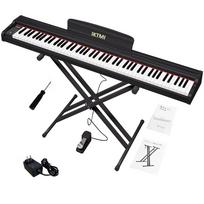 IKTMI Electronic 88 medinis elektroninis 88 elektroninis pianino stovas Nešiojamas MIDI nešiojamasis pedalas X laikiklis juodas pianinas, klavišai, pianinas, klavišai, rinkinys, pianinas, juoda