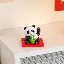 Solar-Powered Waving Panda Wealth Ornament - 3D Creative Home Décor and Trendy Small Gift white