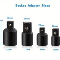4-pcs 1/2-inch 3/8-inch 1/4-inch Impact Socket Adapter and Reducer Set Cr-V Industrial Grade Impact Sockets Adapters. Khaki
