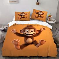 Cartoon Monkey Bedding Set CUTE Animal Down Duvet Cover Queen King Single Duvet Cover Pillowcase 2/3pc Gift Soft Bedroom Decoration DE 100x135cm brown