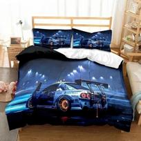 3D Print Cool Racing Car Drift Cars Bedding Set Single Twin Full Queen King Size Bed Set Adult Boys Bedroom Men Boys Gift (135x200cm) black
