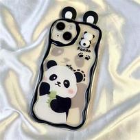 Mielas panda žaislas Animacinis Bangos Formos Ausis TPU Minkštas Telefono dėklas Skirtas IPhone 16 15 12 11 Pro Max 14 Plus 13 Mini X XS XR 7 8 Plus SE Galinis Dangtelis 7 8 SE 2020 SE 2022