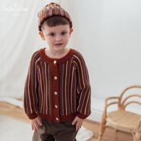 LELE JOVE Thickened Baby Rainbow Stripe Wool Blend Cardigan 110 brown
