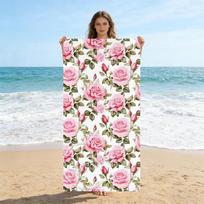 Rose Pattern Extra Large Microfiber Beach Towel, Super Absorbent Quick Dry Towel for Swimming Pool & Beach 40X60CM gray