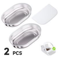 SUREFEED-suderinamas RFID gyvūnėlių ėdintuvas Nerūdijančio plieno dubenėliai su paaukštintu stoveliu Skaidrus galinis dangtelis Katės Stainless Steel Bowl for RFID Pet Feeder, 2pcs