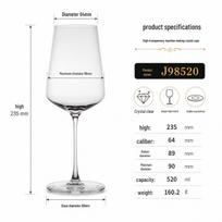 Prabangus krištolinis vyno taurių rinkinys: Šampano taurė, Bordo ir Burgundijos taurės