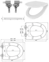 Klozeto sėdynė METALPLAST - KALISZ AQ.399-1311 AQUAFORM Soller Fully Sealed Klozeto sėdynė balta lėtai nusileidžianti, skirta kabinamajam ir kompaktiniam unitazui