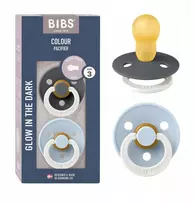 MAM BABY Čiulptukas BIBS 130369 2 pak latex dydis 3 pilka/Baby Mėlyna šviečiantis (BIB000092)
