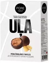 Pure Chocolate Pieninio šokolado triufeliai su žemės riešutų kremo įdaru "UĻA" 133 g TIKRAS ŠOKOLADAS