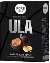 Juodo šokolado triufeliai su žemės riešutų kremo įdaru „UĻA“ 133 g PURE CHOCOLATE