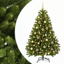 Dirbtinė šviesiai žalia Kalėdų eglė su žaisliuku 120 cm 150 LED