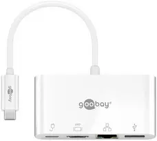 Adapteris USB Goobay Multi adapter USB-C - HDMI + Ethernet + USB-A + USB-C PD 60W Goobay Balta
