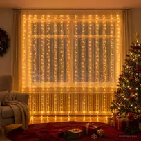 Užuolaidų girlianda 600 LED Šilta balta 600 x 300 cm