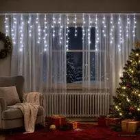 Užuolaidų girliandos 798 LED Šalta balta 2000 x 72 cm