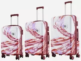 Kelioninis 3 viename lagaminų rinkinys ABS+PC T5654-0 baltai violetinė SEMI LINE