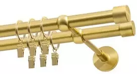 Decastyl Dvigubas karnizas FI 19 mm, šatininis žalvaris, 200 cm LUNA su žiedeliais KOWALSKI