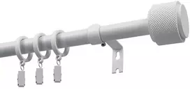 Decastyl Vienkartinis ištraukiamas karnizas FI 19 mm Omega baltas 200-300 cm su žiedais Kowalski