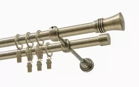 Decastyl Dviguba užuolaidų karnizas FI 19 mm, senovinio žalvario spalvos, 200 cm, CAPRI su žiedais, KOWALSKI