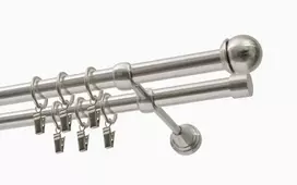 Decastyl Dviguba karnizo juosta FI 19 MM Nerūdijančio plieno efektas 200 CM MAX rutulys su ratukais KOWALSKI