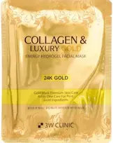 3W Clinic Collagen & Luxury Gold Energy Hydrogel hidrogelio veido kaukė su auksu ir kolagenu 30 g
