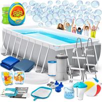 Karkasinis sodo baseinas Intex 26788 400 x 200 x 100 cm su siurbliu ir priedais, pilkas