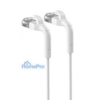 Extralink Cat.6 U / FTP 1m 1Gbps White, LAN patch cord, copper twisted pair network cable, angled end