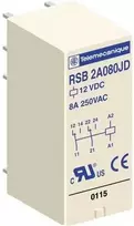 Schneider Electric PCB montuojama galios relė, 24 V nuolatinės srovės ritė, 8 A perjungimo srovė, DPDT