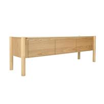 TV staliukas su 3 stalčiais, ąžuolo spalvos, 153 × 43 × 50,5 cm