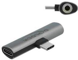 Adapteris USB Delock USB-C - Jack 3.5mm + USB-C Pilka (64186)
