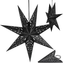 Saska Christmas Saska Kalėdinė popierinė dekoracija žvaigždė 50 cm 7 spindulių Juoda SASKA GIFT & DECOR