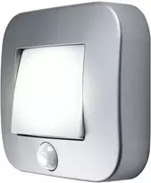 Sieninis šviestuvas 0,25W LED sieninis naktinis šviestuvas NIGHTLUX, sidabro sp., 4000K, su baterija ir judesio bei šviesos jutikliu, IP54