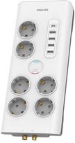 Philips maitinimo juosta su apsauga nuo viršįtampių, 6 lizdai + 4 x USB-A + 1 x USB-C