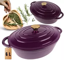 HAGE Emaliuota ketaus keptuvė žąsiui 6L HAGE Eggplant (DK34-eggplant)