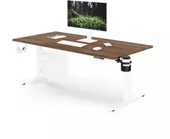Stalomas Jan Nowak Elektrinis su reguliuojamu aukščiu ergonomiškas baltas/riešutmedis, 1600x800 mm: ARIA (5907367517439)