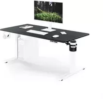 Stalas Jan Nowak Elektrinis reguliuojamo aukščio ergonominis baltai antracitinis, 1400x700 mm: ARIA (5907367517361)