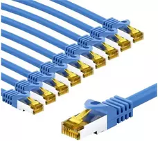 Goobay RJ45 tinklo kabelis CAT 6A S/FTP (PiMF), 500 MHz, su neapdorotu CAT 7 kabeliu, 5 m, mėlyna, rinkinys 10 - Kabelio ilgis 5 m (RB69399)