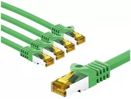 Goobay RJ45 kryžminis kabelis CAT 6A S/FTP (PiMF), 500 MHz, su neapdorotu CAT 7 kabeliu, 3 m, žalia, rinkinys 5 - Kabelio ilgis 3 m (RB69754)
