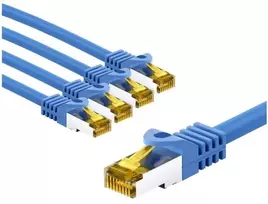 Goobay RJ45 krosinis kabelis CAT 6A S/FTP (PiMF), 500 MHz, su neapdorotu CAT 7 kabeliu, 5 m, mėlyna, rinkinys 5 - Kabelio ilgis 5 m (RB69393)
