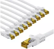 Goobay RJ45 krosinis kabelis CAT 6A S/FTP (PiMF), 500 MHz, su neapdorotu CAT 7 kabeliu, 2 m, balta, rinkinys 10 - Kabelio ilgis 2 m