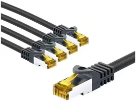 Goobay RJ45 tinklo kabelis CAT 6A S/FTP (PiMF), 500 MHz, su neapdorotu CAT 7 kabeliu, 3 m, juodas, rinkinys 5 - Kabelio ilgis 3 m (RB69405)