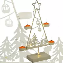 Koopman Kalėdinė dekoracija Metalinis žvakidė su LED eglutė 38 cm balta