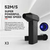 X3 Atnaujinkite Turbo Smurent Fan“ 130000 aps/min 50m/s Turbo Jet“ ventiliatoriaus kaupimas akumuliatoriuje, spalva: juoda