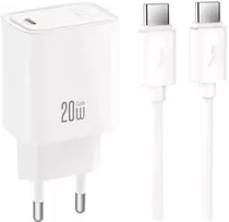 Įkroviklis XO Tinklo PD 20W 1x USB-C baltas + kabelis USB-C - USB-C (CE51)
