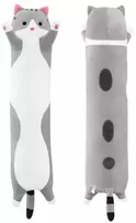 Pliušinis žaislas - pagalvė katinas, 70 cm, pilkas