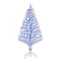 Dirbtinė Kalėdinė eglutė 120 cm Ø60 cm balta/mėlyna su LED ir optinių pluoštų žiburiais