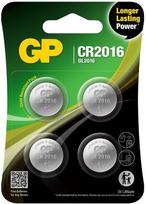 GP elementai CR2016, LITHIUM 3V, 4 vnt