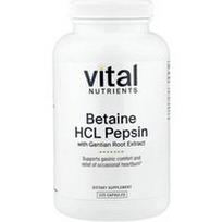 Vital Nutrients, Betaine HCl Pepsinas su gencijono šaknų ekstraktu, 225 kapsulės