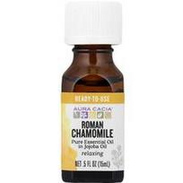 Aura Cacia, Grynas eterinis aliejus simondsijų aliejuje, romėniškos ramunėlės, 15 ml (0,5 fl oz)